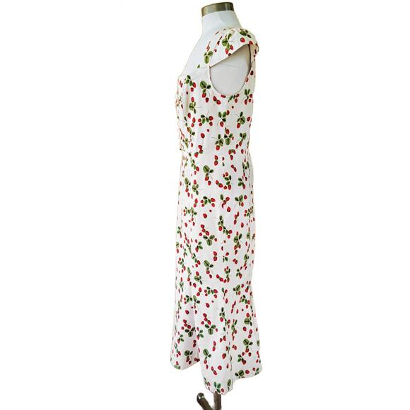 Anthropologie Cecily White Midi Dress with Strawberry Print - Picture 4 of 12